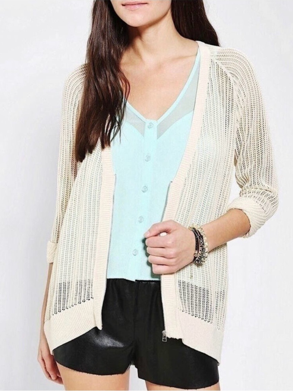 UO Silence + Noise Mesh Cardigan Sweater